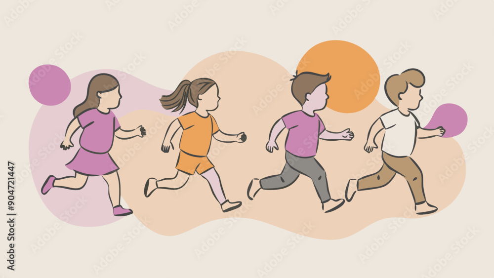 running children vector illustration, group of active kids playing clipart graphic illustration running children vector illustration, group of active kids playing clipart graphic illustration