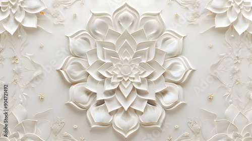 3d elegant luxury home ceiling wall wedding mandala background,generative ai
