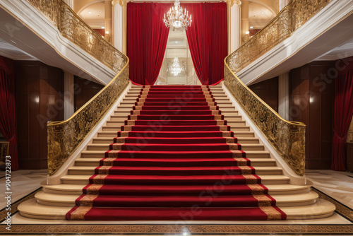 Opulent Grand Staircase in Prestigious Hotel