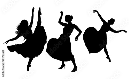 baile, danza, silueta, bailarina, danza ritmica, silueta, deporte, ballet, vector, ballet, movimiento
