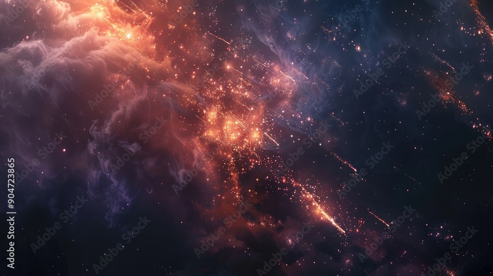 Fototapeta premium Firework display against a dark backdrop