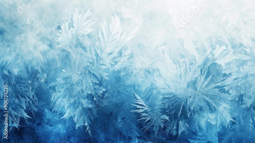 Frozen Windowpane with Intricate Ice Crystal Patterns