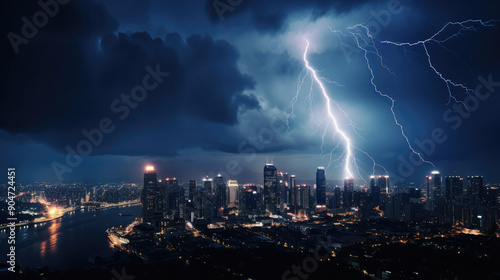 Electric Storm Illuminates Urban Skyline