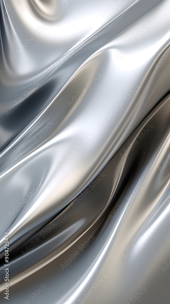 Fototapeta premium Digital silver wave curve sculpture abstract graphic poster background