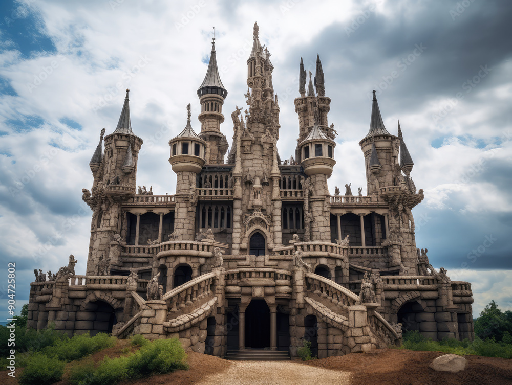 Fototapeta premium Majestic Fantasy Castle Under Dramatic Skies