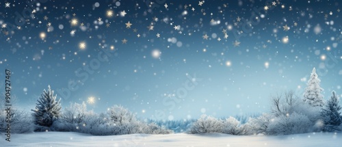 Wallpaper Mural Magical Winter Wonderland Under a Starry Sky with Falling Snowflakes Torontodigital.ca