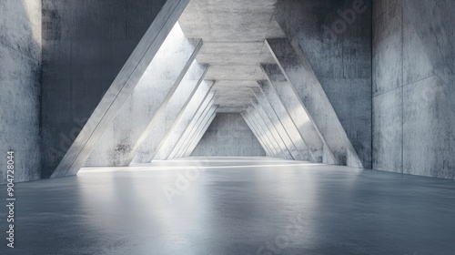 Wallpaper Mural Abstract futuristic 3D render with a concrete floor, including plenty of copy space. Ideal for presenting advanced architectural and design concepts. Torontodigital.ca