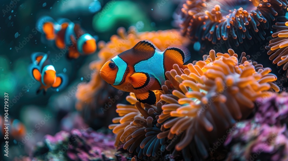Orange and white clownfish in aquarium Orange and white clownfish in aquarium