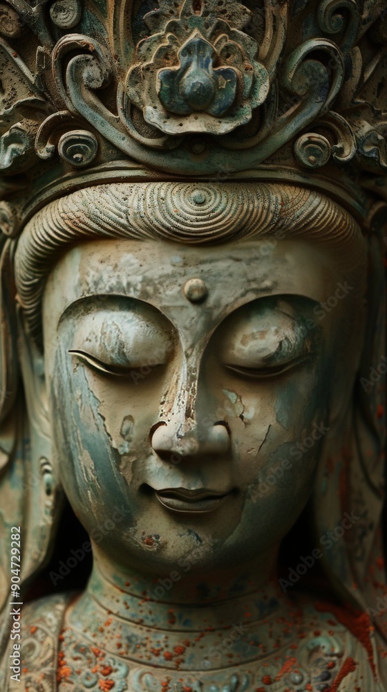 Serene and intricately designed Buddha face sculpture, showcasing the beauty of ancient craftsmanship and spiritual tranquility. Serene and intricately designed Buddha face sculpture, showcasing the beauty of ancient craftsmanship and spiritual tranquility.