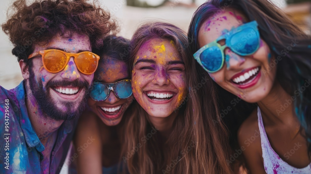 Friends Covered in Colorful Powder Friends Covered in Colorful Powder