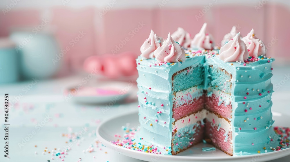 Pink and Blue Birthday Cake Pink and Blue Birthday Cake