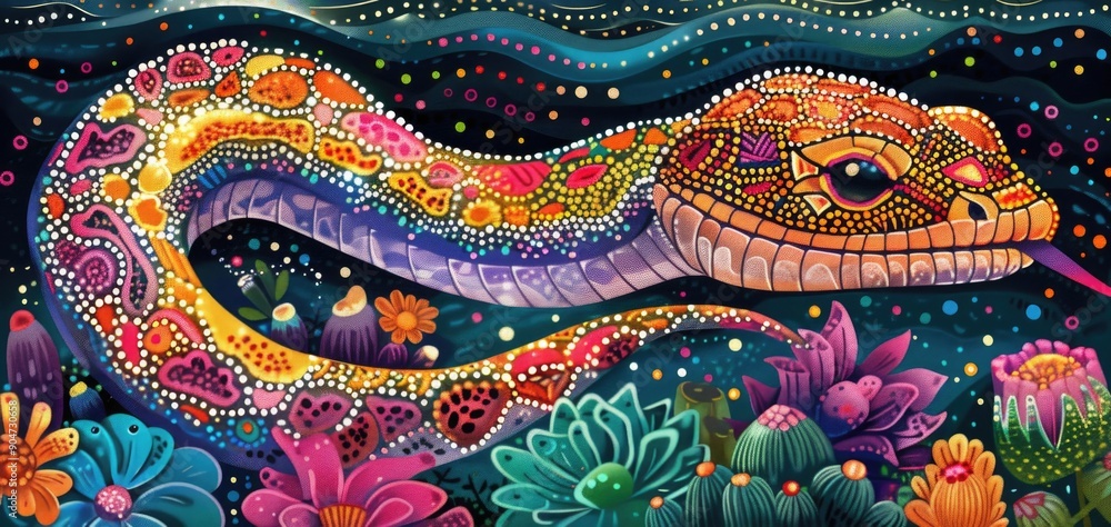 Colorful snake swimming in water Colorful snake swimming in water