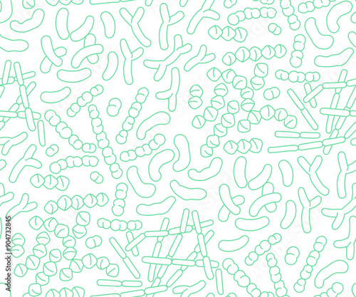Vector illustration of the human microbiome, probiotic beneficial bacteria.