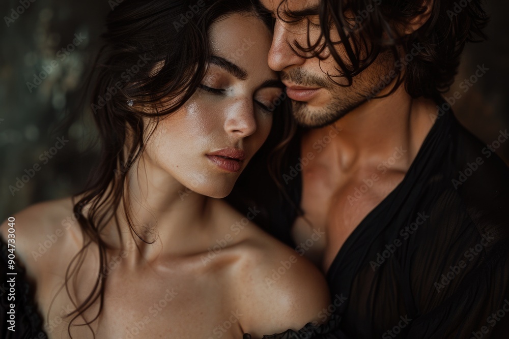 Couple embracing closely in intimate moment Couple embracing closely in intimate moment