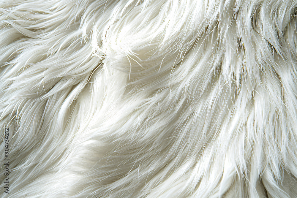 Fototapeta premium White fur background, white dog hair texture, close-up of animal skin pattern for design and decoration in nature concept