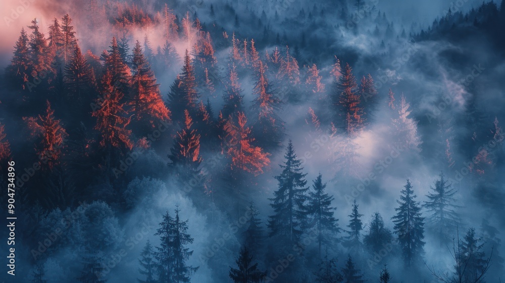 Fototapeta premium Misty Forest at Dawn