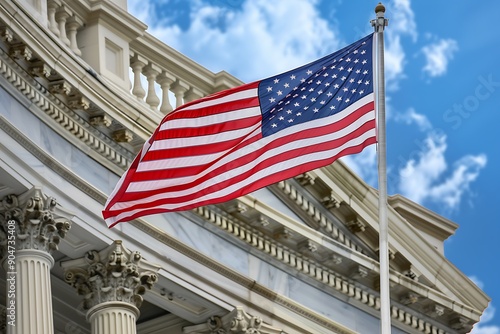 American flag and US Capitol building