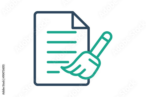 Data cleaning icon. paper with cleaner. icon related to purify . line icon style. data analytics elements vector illustration