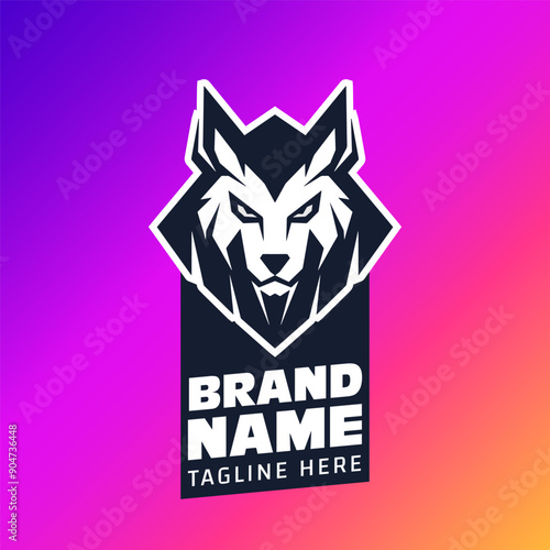 Wolf face silhouette logo, icon design template Vector illustration. Wolves head esport mascot logo design