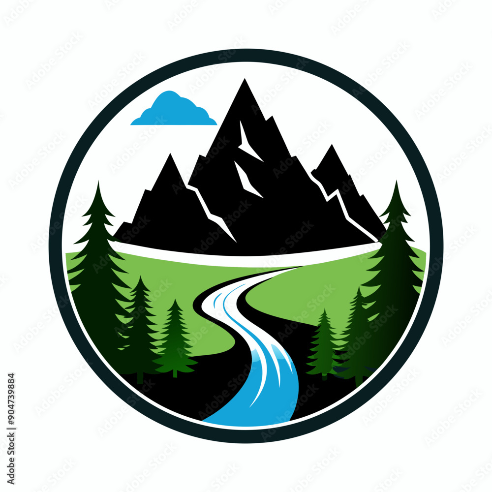 Obraz premium Mountain River Logo Design