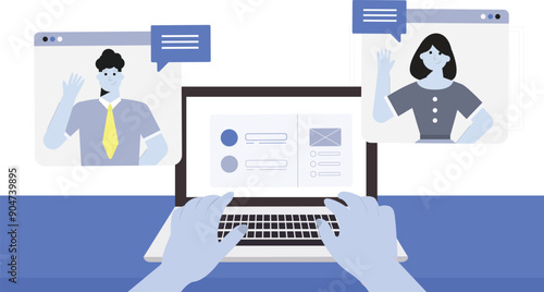 point of view online meeting with colleague illustration concept
