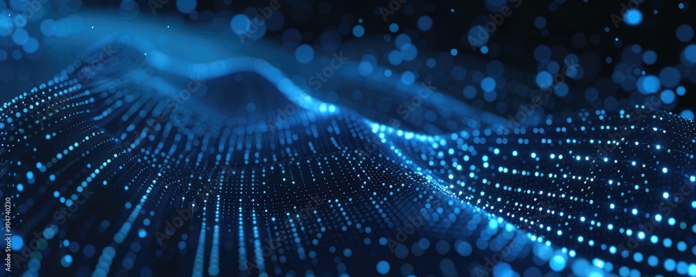Abstract Blue Particle Wave Technology Background Abstract Blue Particle Wave Technology Background