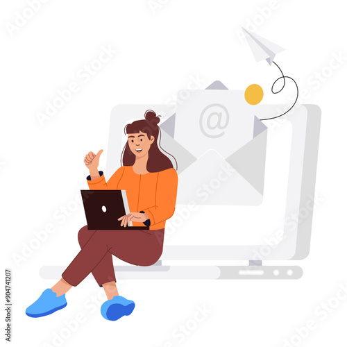 Send email illustration in flat style 


