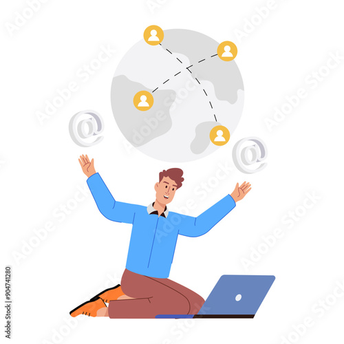 Worldwide connection illustration in flat style

