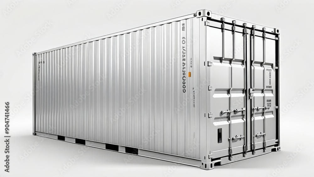 silver container box isolated on white background. silver container box isolated on white background.