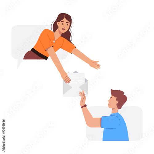 Sharing messages illustration in flat style 