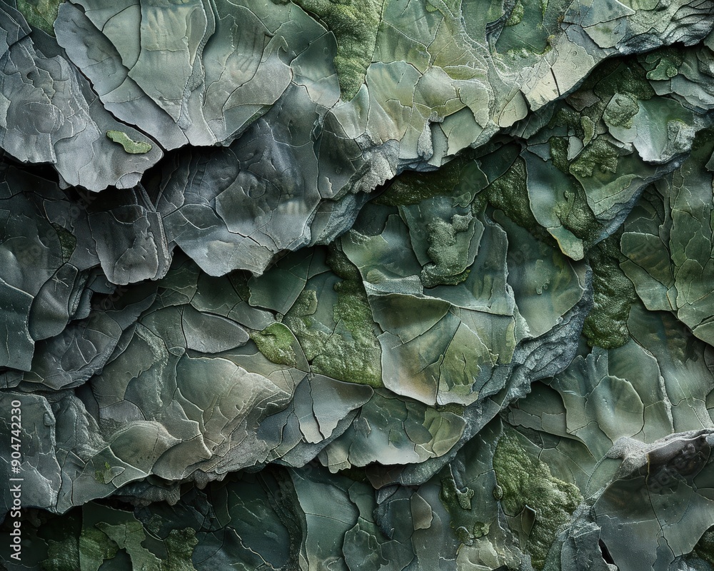 Fototapeta premium A close-up image of textured green layers resembling natural stone or foliage, perfect for backgrounds or organic designs.