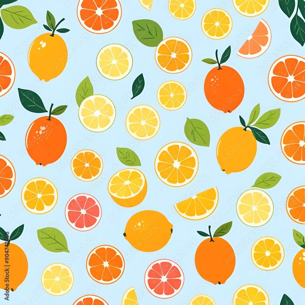 Citrus Fruit Seamless Pattern Citrus Fruit Seamless Pattern
