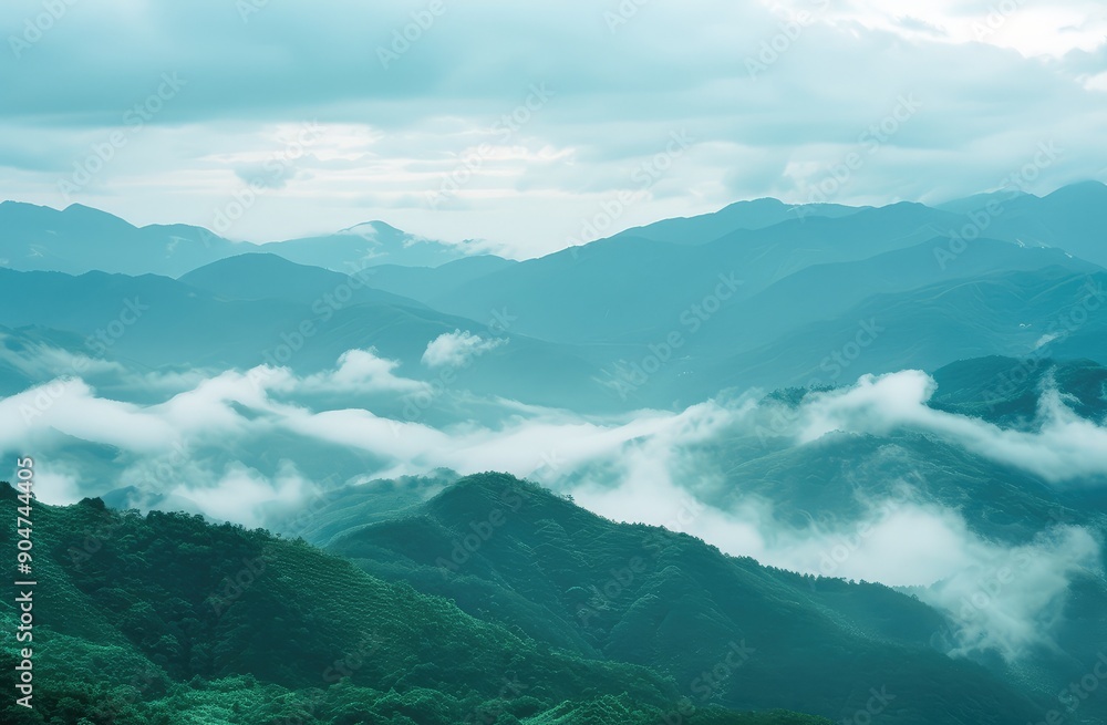 Serene Mountain Mist at Early Dawn Serene Mountain Mist at Early Dawn