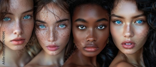 Group of women with color eyes and freckles