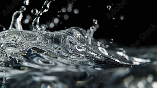 Wallpaper Mural Dynamic Water Splash on Black Background Torontodigital.ca