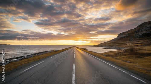 Open Road Leading to Coastal Sunset