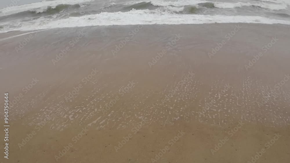 Ocean Waves At An Empty Beach With Dark Thunder Stormy Sky Slow Motion Seascape Ocean Waves At An Empty Beach With Dark Thunder Stormy Sky Slow Motion Seascape