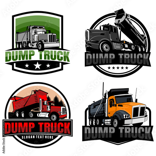dump truck logo design icon illustration vector set