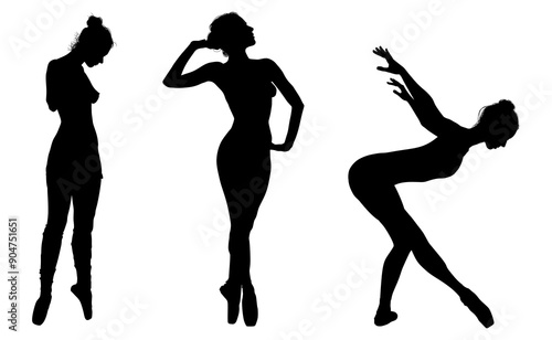 baile, danza, silueta, bailarina, danza ritmica, silueta, deporte, ballet, vector, ballet, movimiento