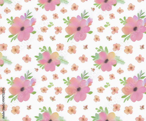 Wallpaper Mural Sweet flower watercolor seamless pattern.soft pastel colors water color seamless pattern for beauty products or other. Torontodigital.ca