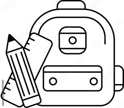 simple bag with pencil and ruler outline icon design