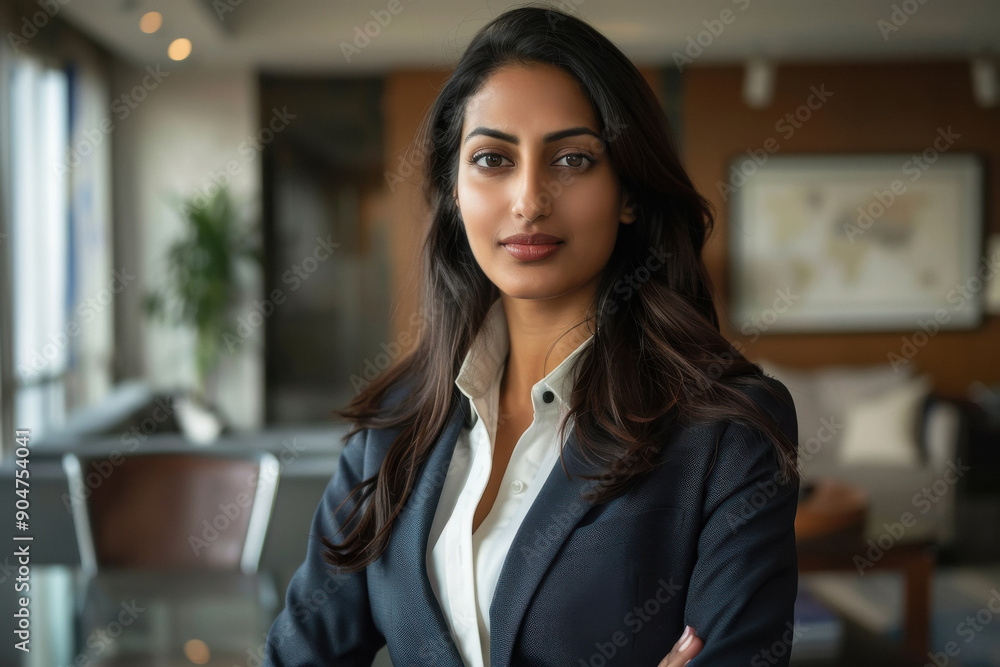 Young businesswoman standing confidently at office Young businesswoman standing confidently at office