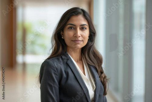 Free Download Young businesswoman standing confidently at office - GFXLoad