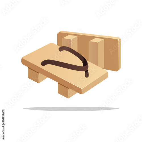 Japanese wooden sandals vector isolated on white background.