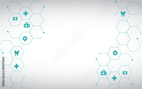 White modern medical wallpaper geometric hexagon