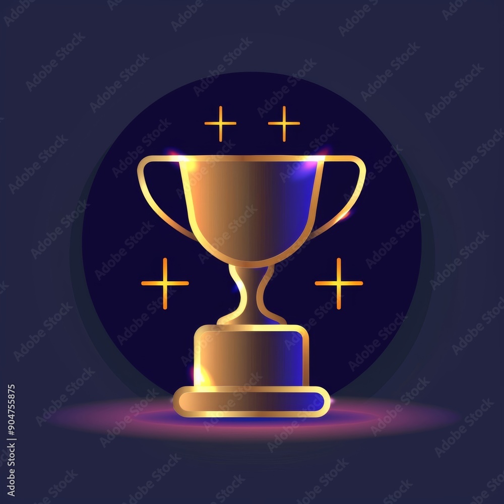 This minimalist trophy icon features a sleek cup shape with a gold gradient, symbolizing victory and achievement. This minimalist trophy icon features a sleek cup shape with a gold gradient, symbolizing victory and achievement.
