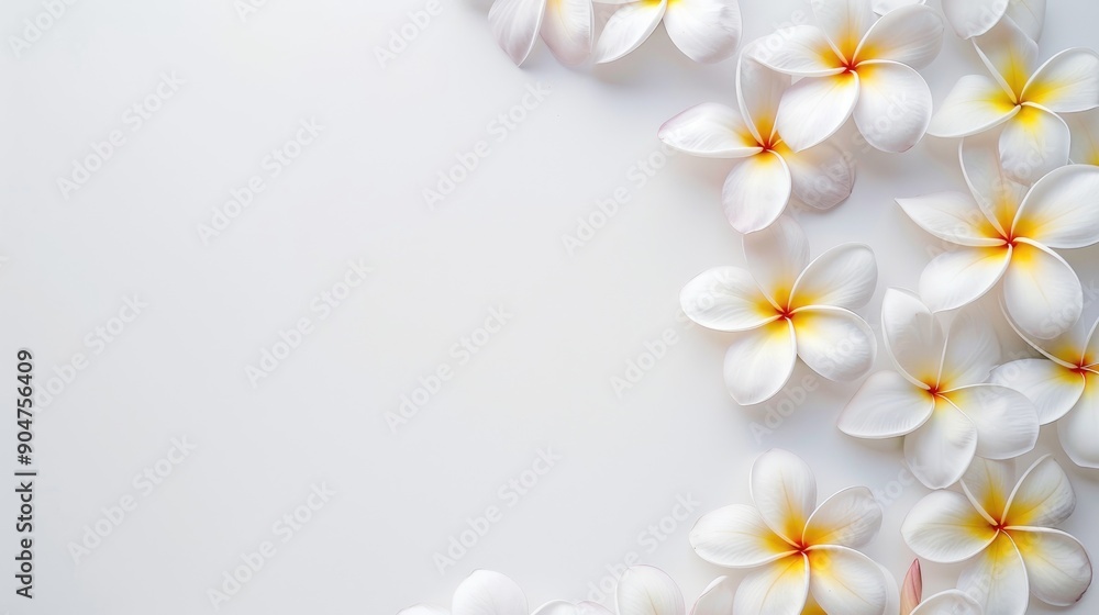 Fototapeta premium White background with plumeria flower