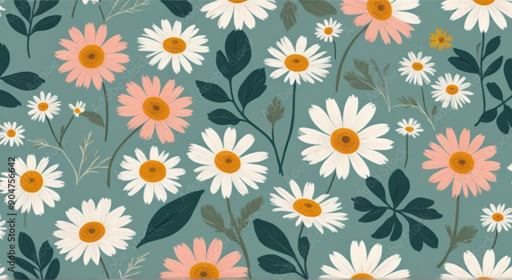 seamless pattern with camomiles seamless pattern with camomiles