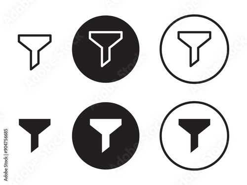 Filter icon, funnel icon, filtering icons, filter glyph icon marketing sales conversion filter vector symbol. isolated on white background.