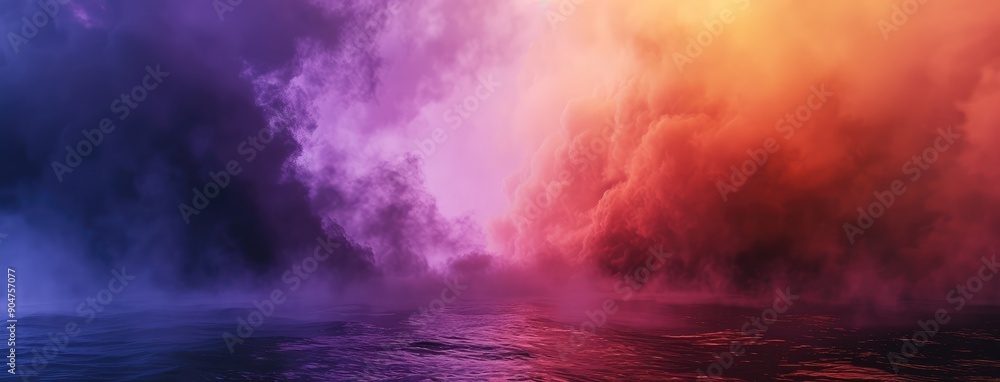 Fototapeta premium Dramatic Red and Blue Sky Over Tranquil Sea